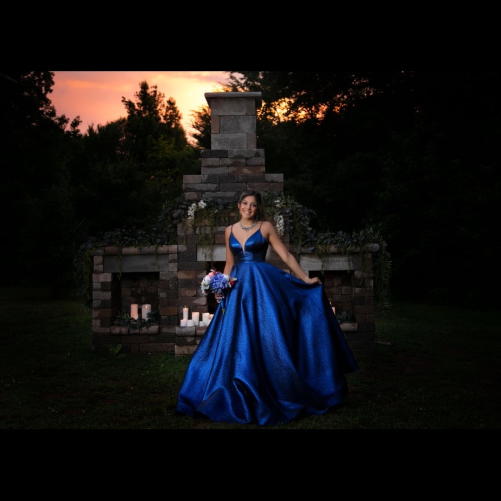 Lauren Ashley beautiful blue prom ball gown